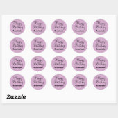 Glam Happy Birthday Paars Glitter Sparkle Name Ronde Sticker (Vel)