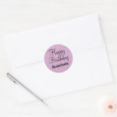 Glam Happy Birthday Paars Glitter Sparkle Name Ronde Sticker (Envelop)