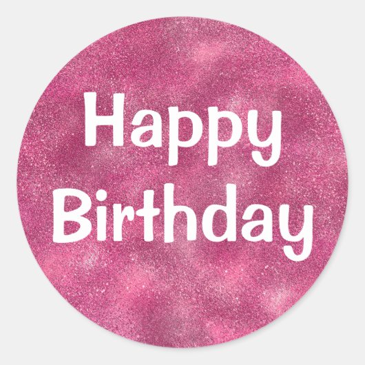 Glam Happy Birthday White Paars Glitter Sparkles Ronde Sticker (Voorkant)