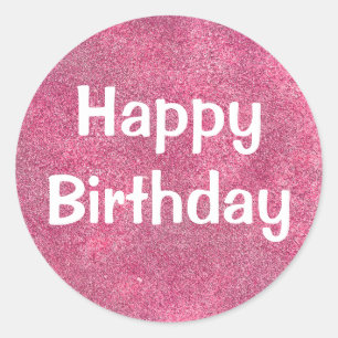 Glam Happy Birthday White Paars Glitter Sparkles Ronde Sticker