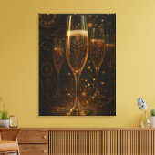 Glam Happy New Year Steampunk Champagne Canvas Afdruk (Insitu (Woonkamer))