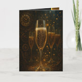 Glam Happy New Year Steampunk Champagne  Feestdagen Kaart (Voorkant)