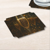 Glam Happy New Year Steampunk Champagne  Kartonnen Onderzetters (Gekanteld)