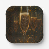 Glam Happy New Year Steampunk Champagne Papieren Bordje (Voorkant)