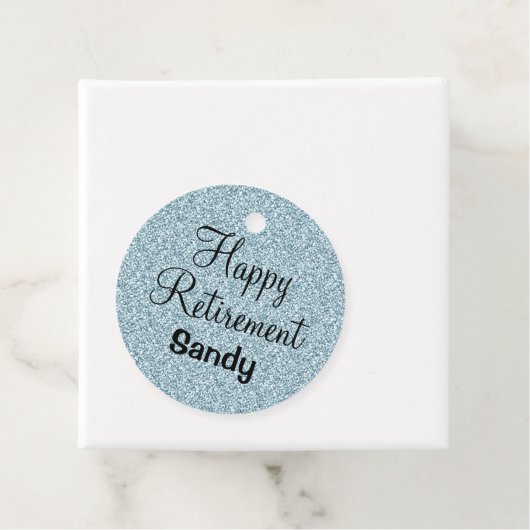 Glam Happy Retirement Blue Silver Glitter Sparkles Bedankjes Labels (In situ)