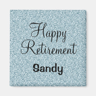 Glam Happy Retirement Blue Silver Glitter Sparkles Magneet