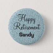 Glam Happy Retirement Blue Silver Glitter Sparkles Ronde Button 5,7 Cm (Voorkant)