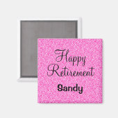 Glam Happy Retirement Hot Pink Glitter Sparkle Magneet (Voorkant / Achterkant)