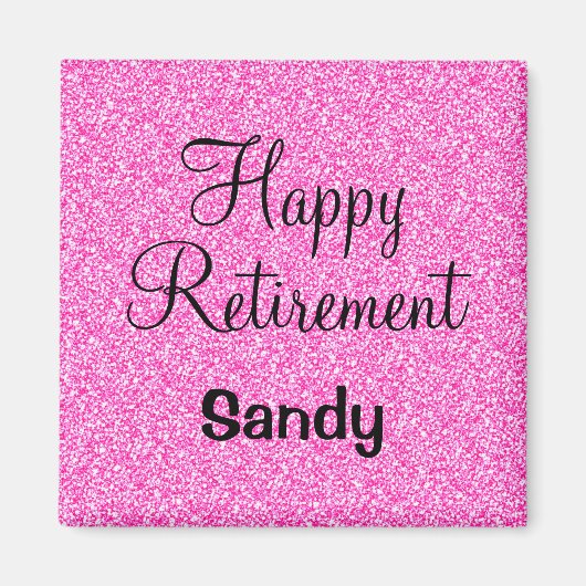 Glam Happy Retirement Hot Pink Glitter Sparkle Magneet (Voorkant)