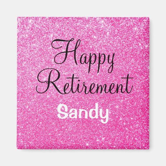 Glam Happy Retirement Hot Pink Glitter Sparkle Magneet (Voorkant)