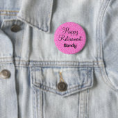 Glam Happy Retirement Hot Pink Glitter Sparkle Ronde Button 5,7 Cm (In situ)