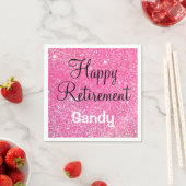 Glam Happy Retirement Hot Pink Glitter Sparkle Servet (Insitu)