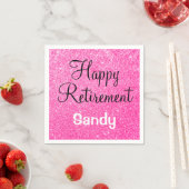 Glam Happy Retirement Hot Pink Glitter Sparkle Servet (Insitu)