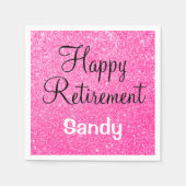 Glam Happy Retirement Hot Pink Glitter Sparkle Servet (Voorkant)