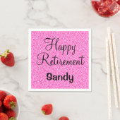 Glam Happy Retirement Hot Pink Glitter Sparkle Servet (Insitu)