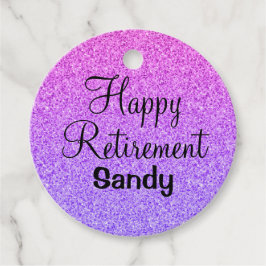 Glam Happy Retirement Ombre Paarse Glitter Sparkle Bedankjes Labels