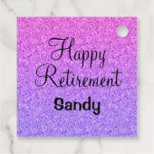 Glam Happy Retirement Ombre Paarse Glitter Sparkle Bedankjes Labels (Achterkant)
