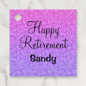 Glam Happy Retirement Ombre Paarse Glitter Sparkle Bedankjes Labels (Voorkant)