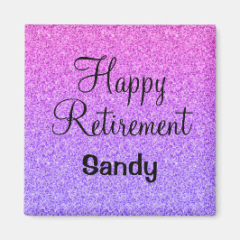 Glam Happy Retirement Ombre Paarse Glitter Sparkle Magneet