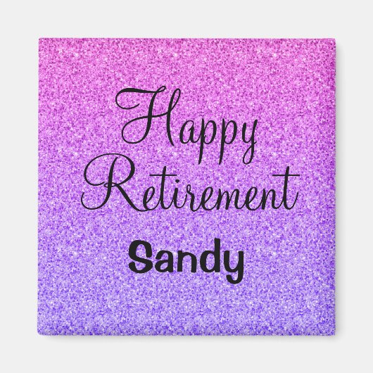Glam Happy Retirement Ombre Paarse Glitter Sparkle Magneet (Voorkant)