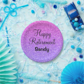 Glam Happy Retirement Ombre Paarse Glitter Sparkle Papieren Bordje (Feest)