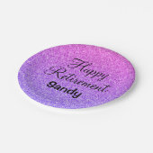 Glam Happy Retirement Ombre Paarse Glitter Sparkle Papieren Bordje (Gekanteld)