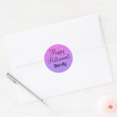 Glam Happy Retirement Ombre Paarse Glitter Sparkle Ronde Sticker (Envelop)
