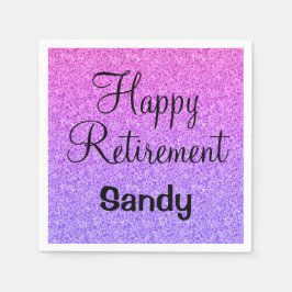 Glam Happy Retirement Ombre Paarse Glitter Sparkle Servet