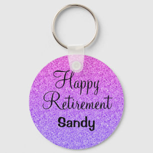Glam Happy Retirement Ombre Paarse Glitter Sparkle Sleutelhanger