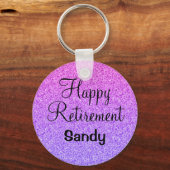 Glam Happy Retirement Ombre Paarse Glitter Sparkle Sleutelhanger (Voorkant)