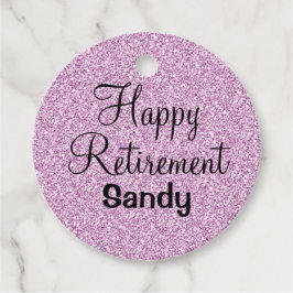 Glam Happy Retirement Paarse Glitter Sparkle Bedankjes Labels