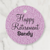 Glam Happy Retirement Paarse Glitter Sparkle Bedankjes Labels (Achterkant)