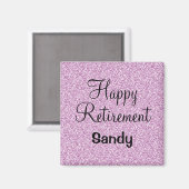Glam Happy Retirement Paarse Glitter Sparkle Magneet (Voorkant / Achterkant)