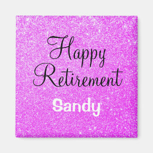 Glam Happy Retirement Paarse Glitter Sparkle Magneet
