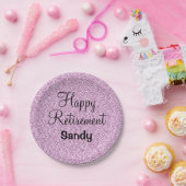 Glam Happy Retirement Paarse Glitter Sparkle Papieren Bordje (Feest)