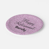 Glam Happy Retirement Paarse Glitter Sparkle Papieren Bordje (Gekanteld)