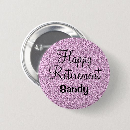 Glam Happy Retirement Paarse Glitter Sparkle Ronde Button 5,7 Cm (Voorkant /achterkant)