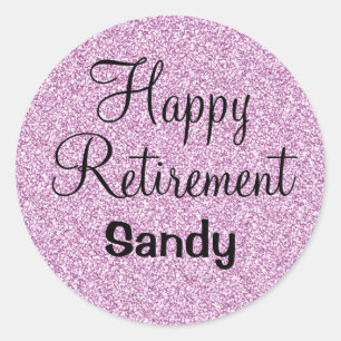 Glam Happy Retirement Paarse Glitter Sparkle Ronde Sticker