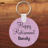 Glam Happy Retirement Paarse Glitter Sparkle Sleutelhanger (Voorkant)