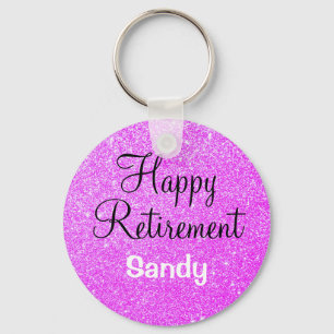 Glam Happy Retirement Paarse Glitter Sparkle Sleutelhanger
