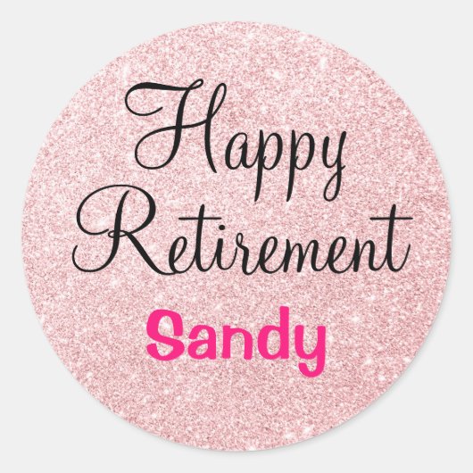 Glam Happy Retirement Roos Gold Glitter Sparkles Ronde Sticker (Voorkant)