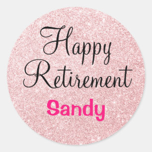 Glam Happy Retirement Roos Gold Glitter Sparkles Ronde Sticker