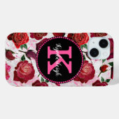 Glam Heet Roze Rozen Marmeren Diamant Monogram Naa Case-Mate iPhone Case (Achterkant (horizontaal))