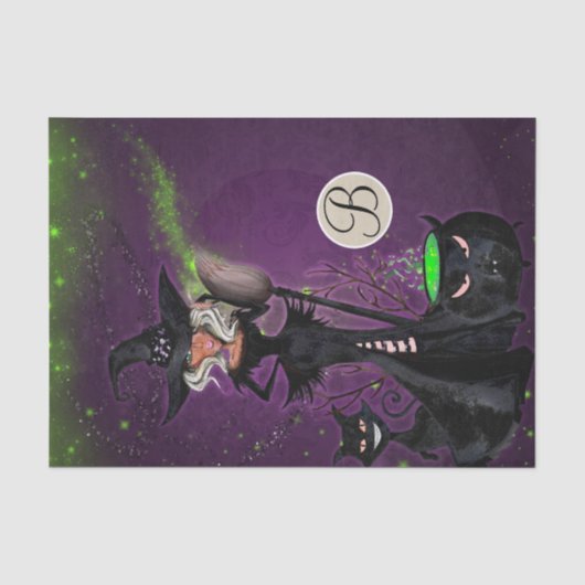 Glam Heks Halloween Monogram Letter Initiaal Tissuepapier (Voorkant)
