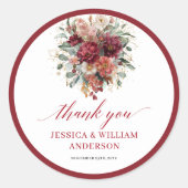 Glam herfst burgundy bloem sticker bruiloft (Voorkant)
