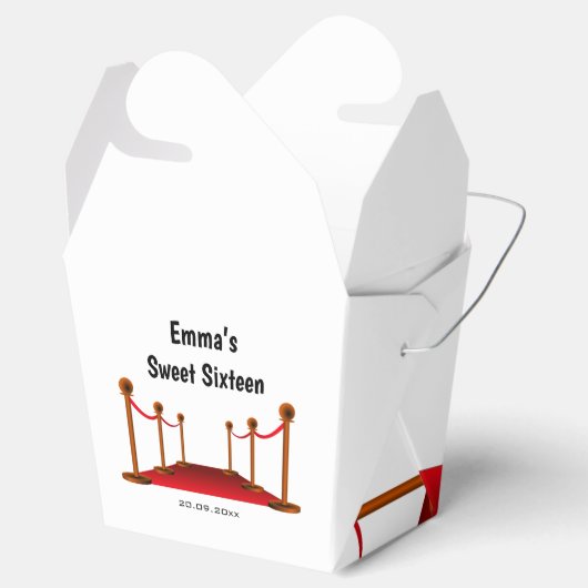Glam Hollywood Wit & Rode Tapijt Zoet 16e Bedankdoosjes (Geopend)