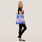 Glam Holografische Zeemeermin Glitters Glans Monog Tote Bag (Op model)