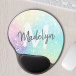Glam Holographic Glitter Colorful  Patroon Gel Muismat<br><div class="desc">Pas deze  kleurrijke holografische pastelglitter bokeh-achtergrond eenvoudig aan met uw eigen monogram en/of naam.</div>