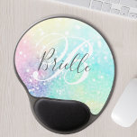 Glam Holographic Glitter Colorful  Patroon Gel Muismat<br><div class="desc">Pas deze  kleurrijke holografische pastelglitter bokeh-achtergrond eenvoudig aan met uw eigen monogram en/of naam.</div>