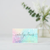 Glam Holographic Glitter Iridescent  Patroon Visitekaartje (Staand voorkant)